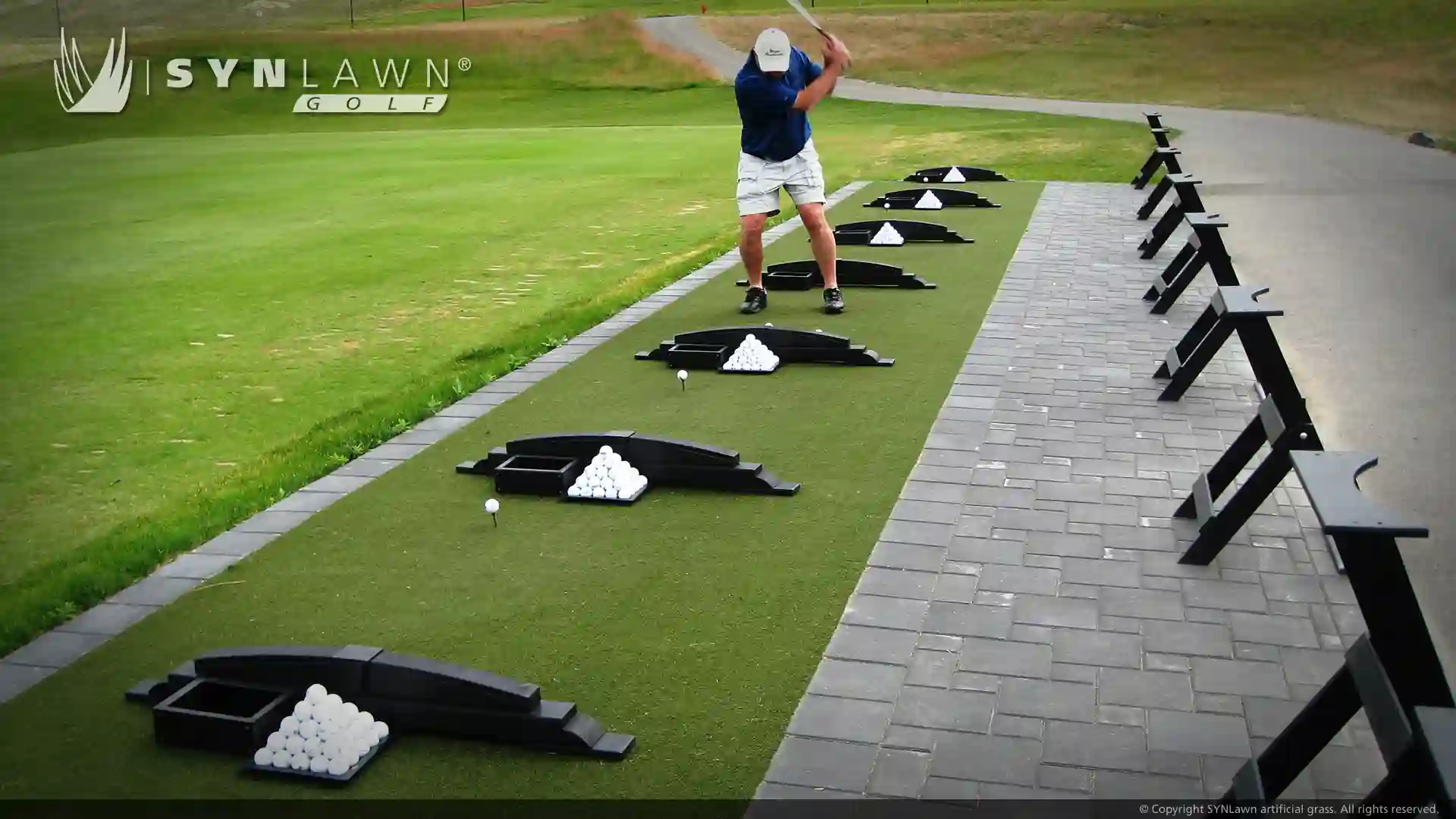 image of SYNLawn Golf artificial grass for tee lines and custom driving range turf