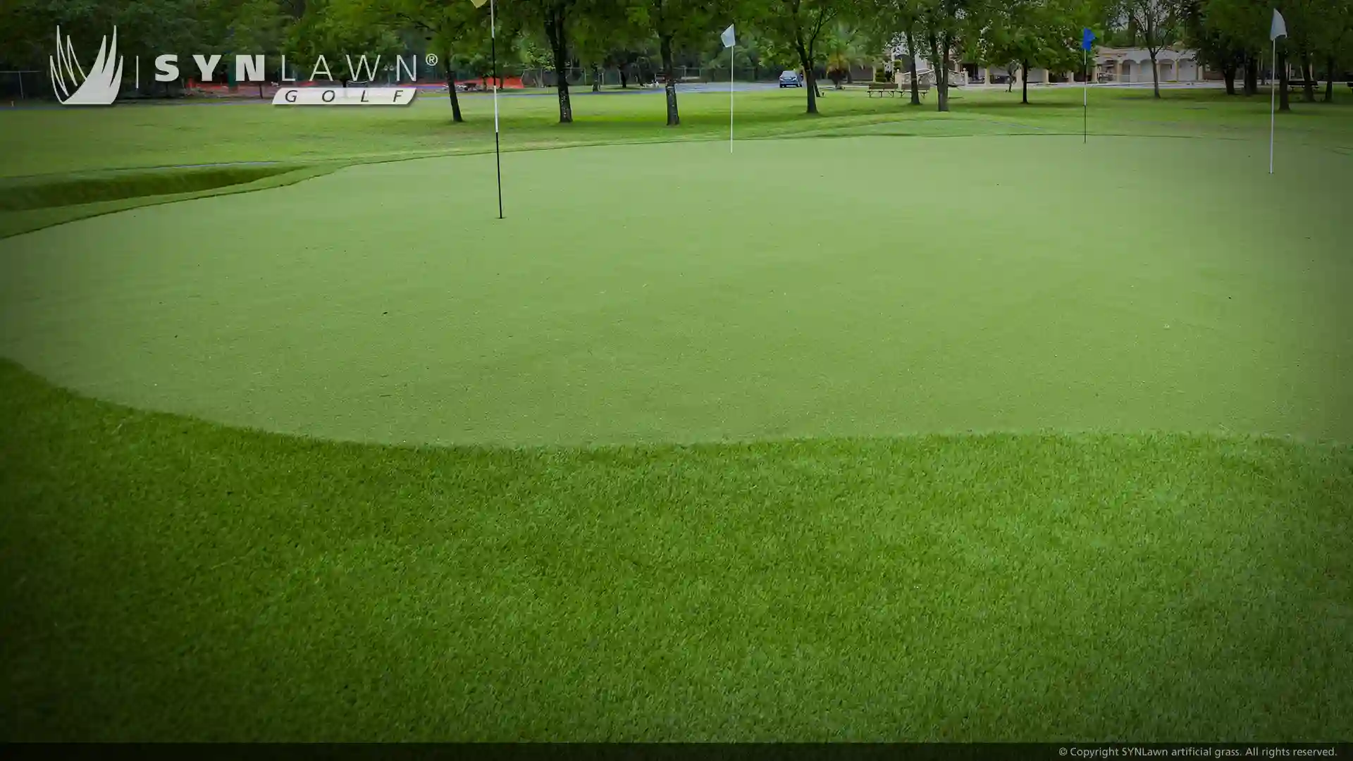 image of SYNLawn Golf artificial grass fringe with custom putting green