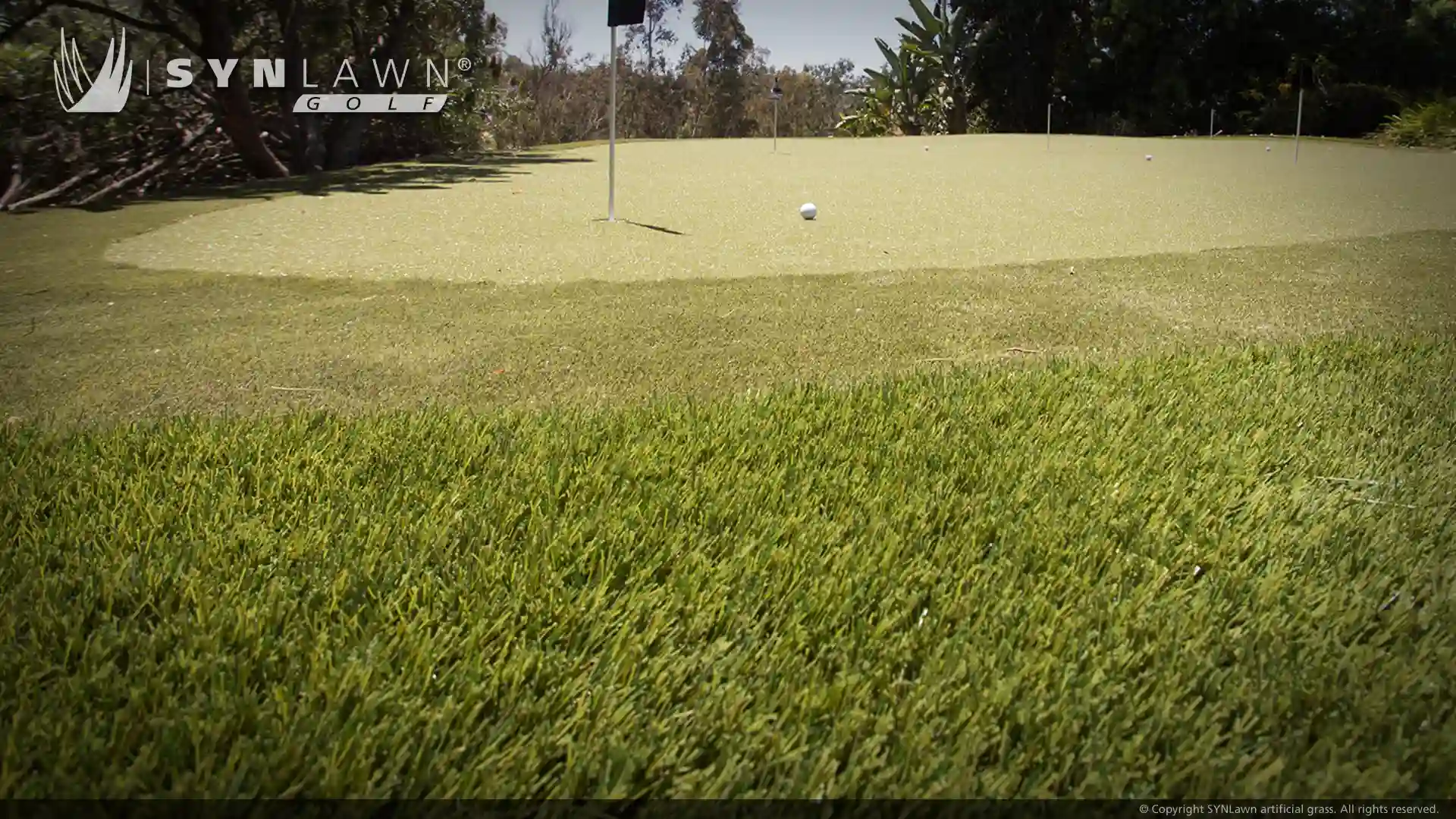 image of SYNLawn Golf artificial grass fringe with custom putting green