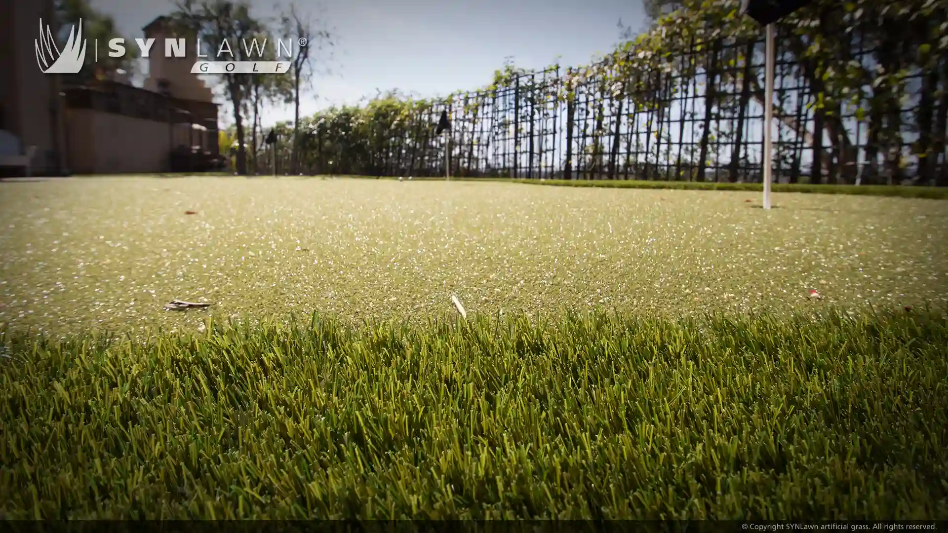 image of SYNLawn Golf artificial grass fringe with custom putting green